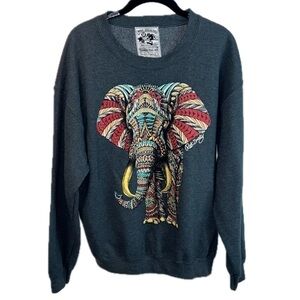 Riot Society Sweatshirt Crewneck Pullover Graphic Print Elephant Fleece Shirt
